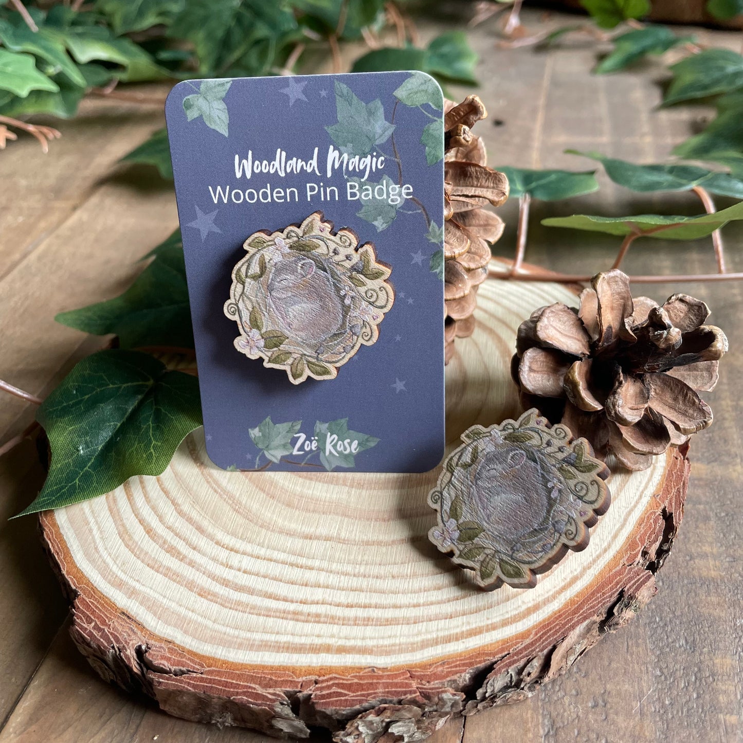 Mouse Nest Wooden Pin Badge
