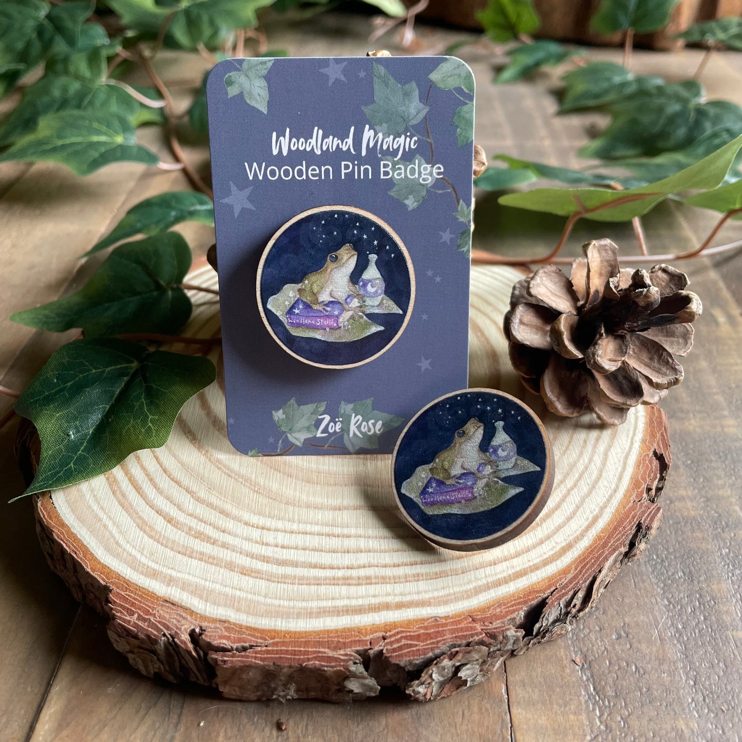 Frog Wooden Pin Badge | Woodland Spells