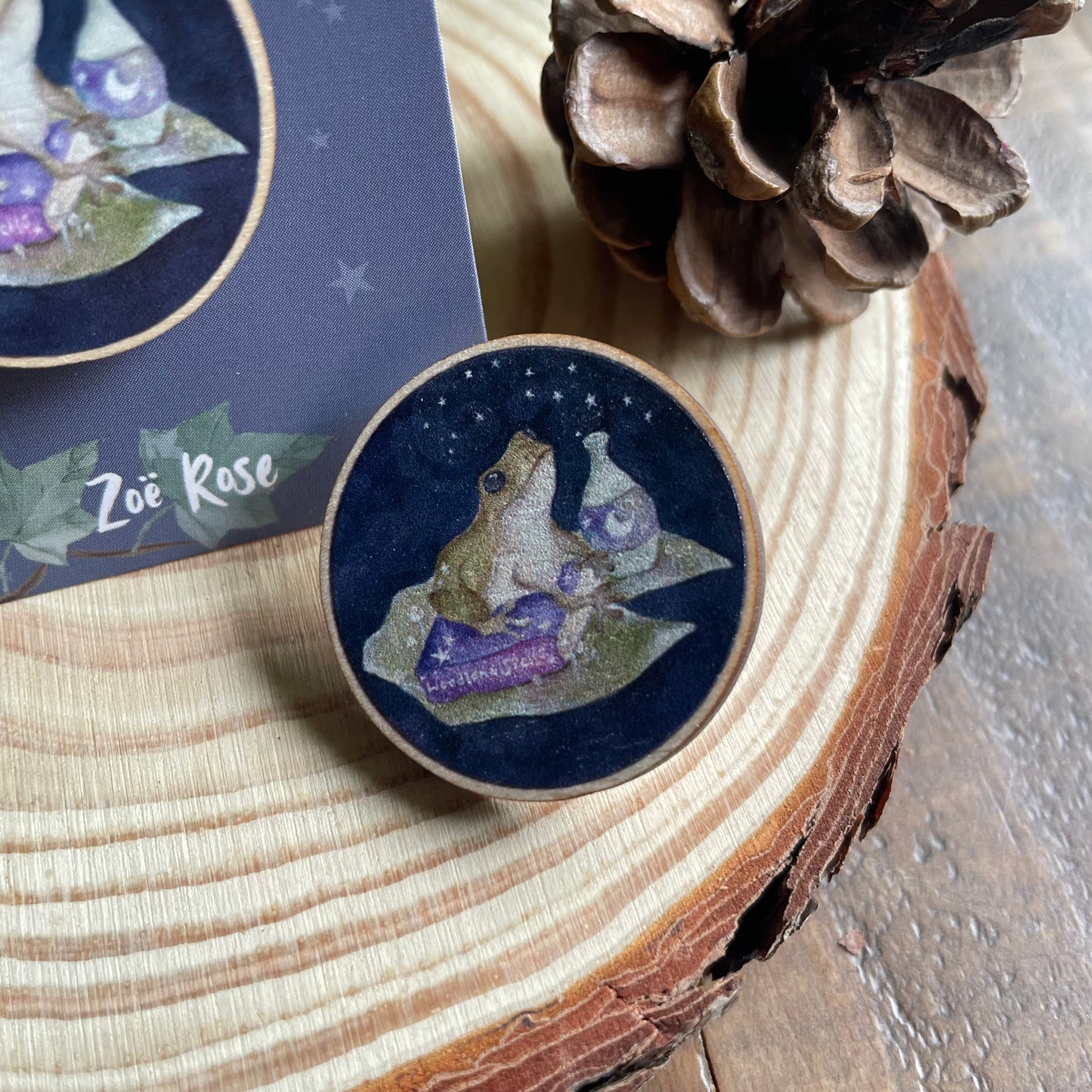 Frog Wooden Pin Badge | Woodland Spells