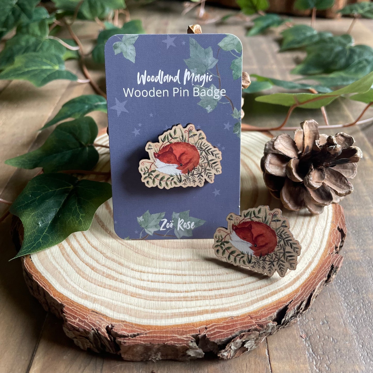 Fox Wooden Pin Badge | Fox Nest