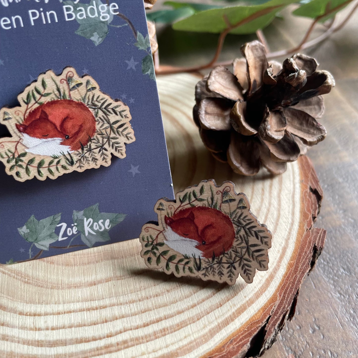 Fox Wooden Pin Badge | Fox Nest