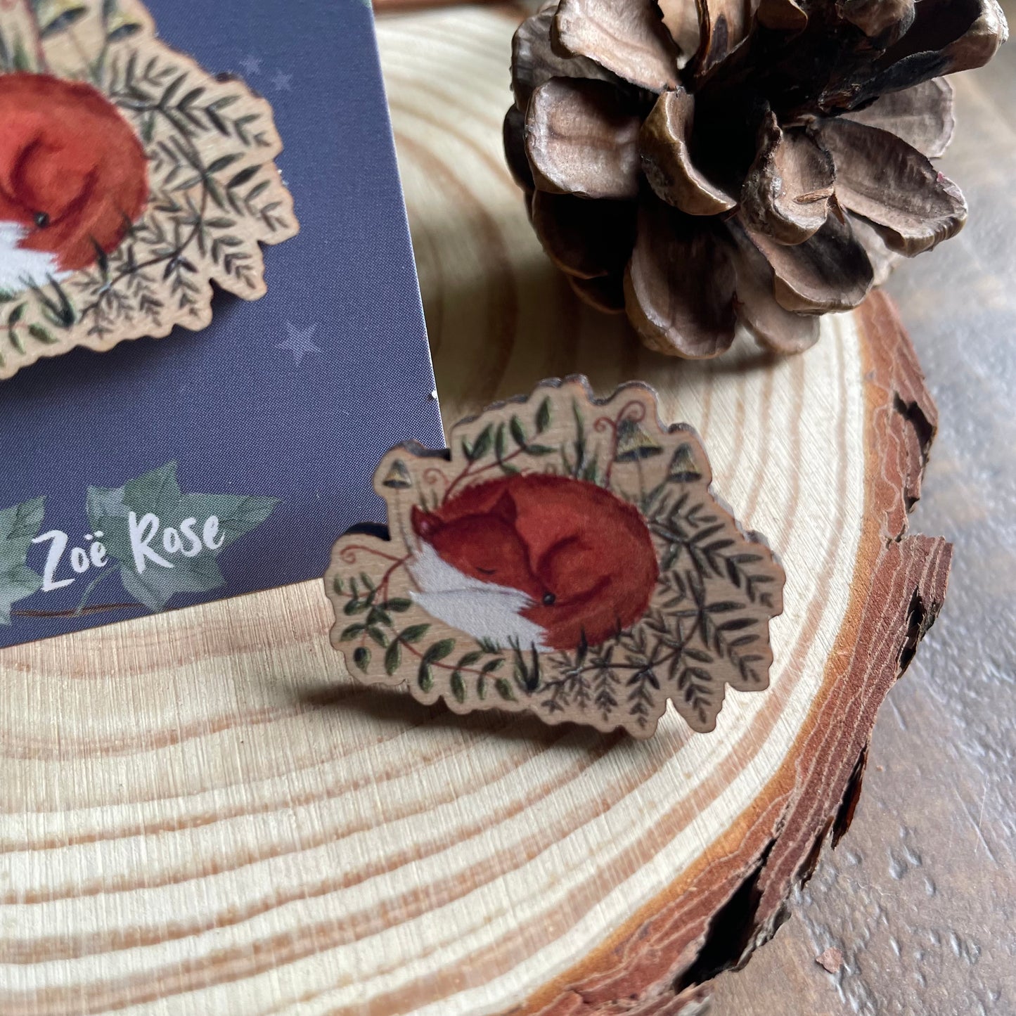Fox Wooden Pin Badge | Fox Nest
