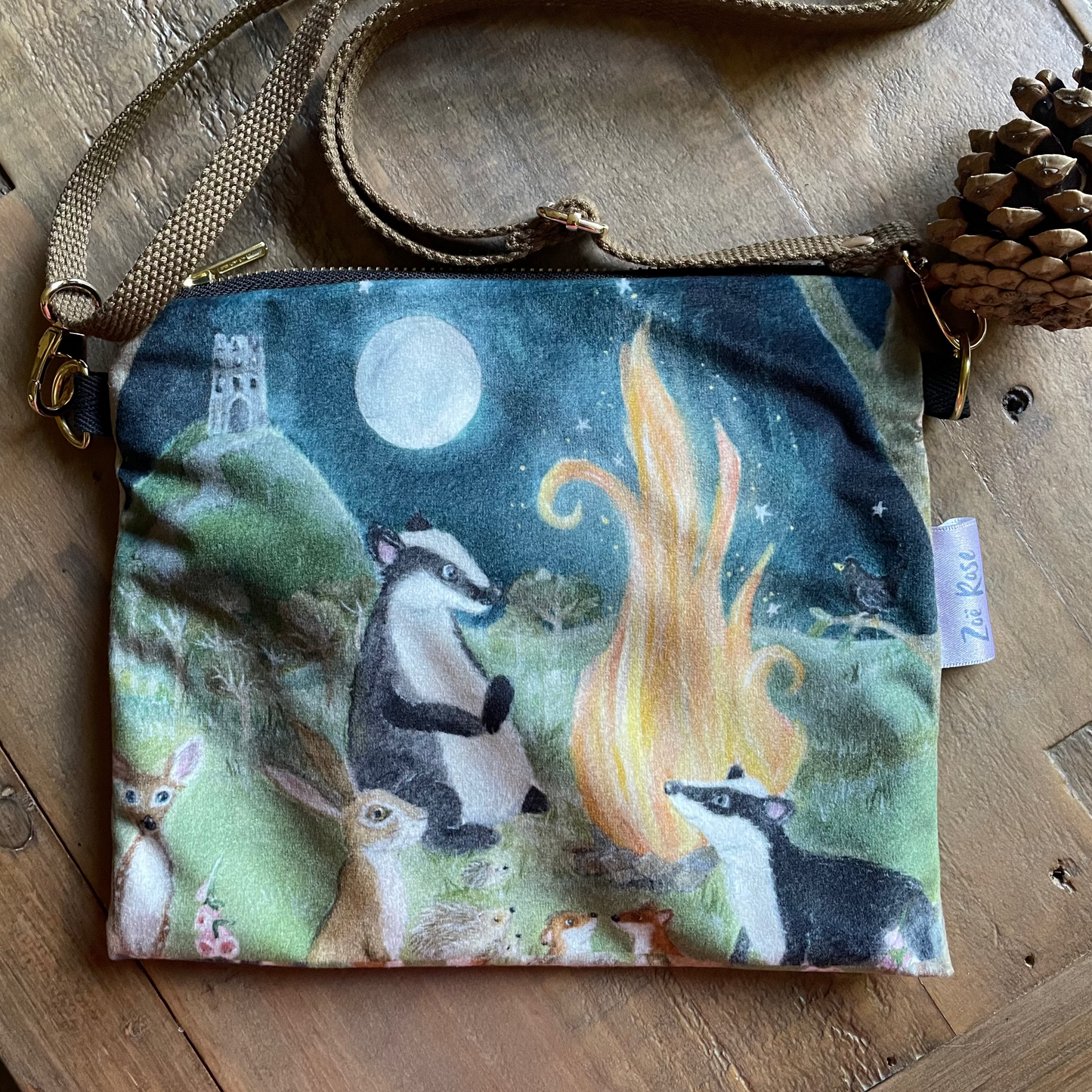 The Tor, Glastonbury| Velvet Cross Body Bag