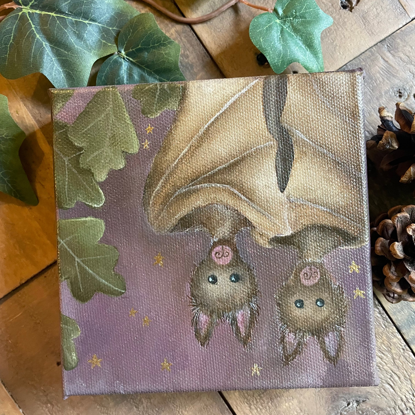 Original Painting | Cuddling Bats