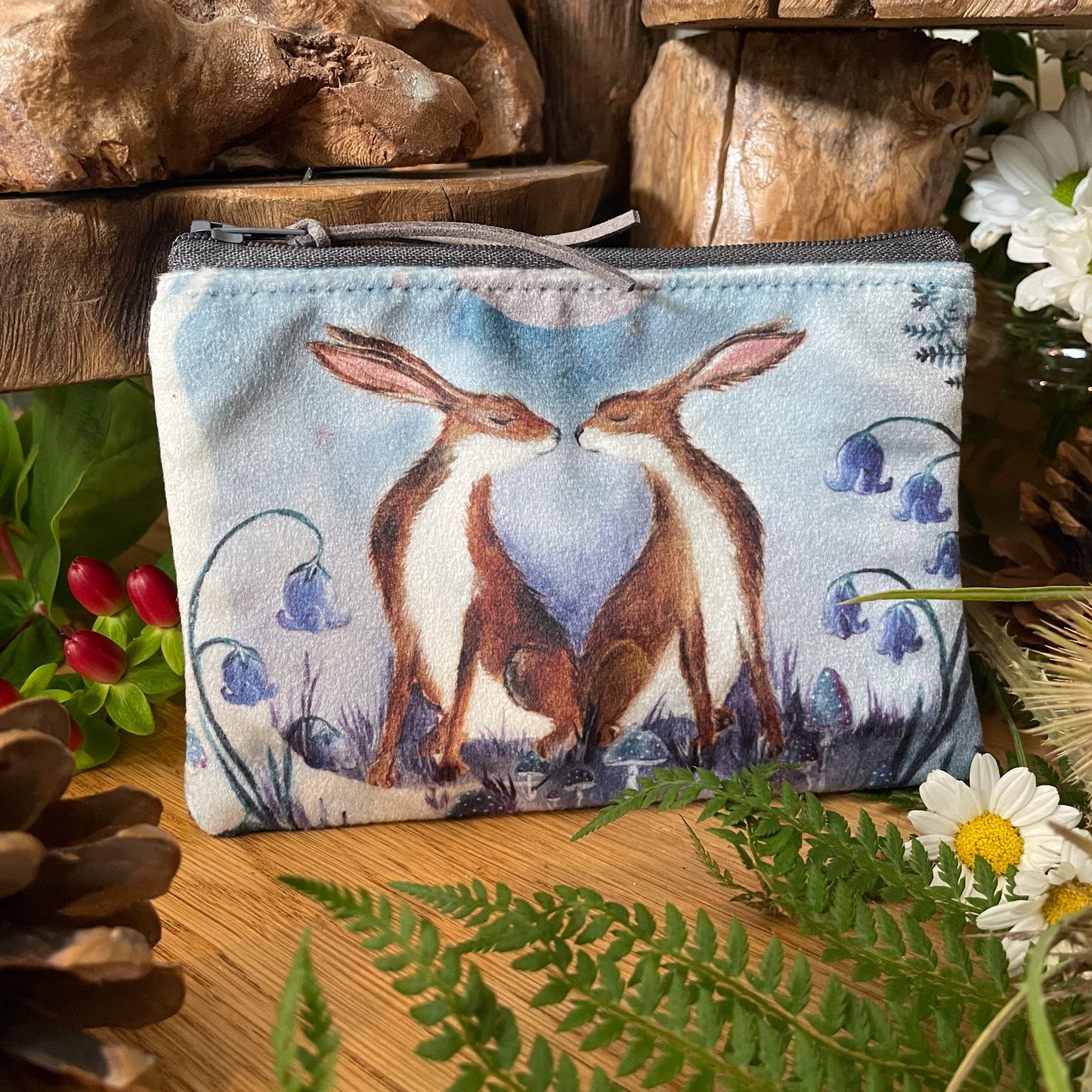 Beltane Hares | Hares Watercolour Velvet Coin Purse