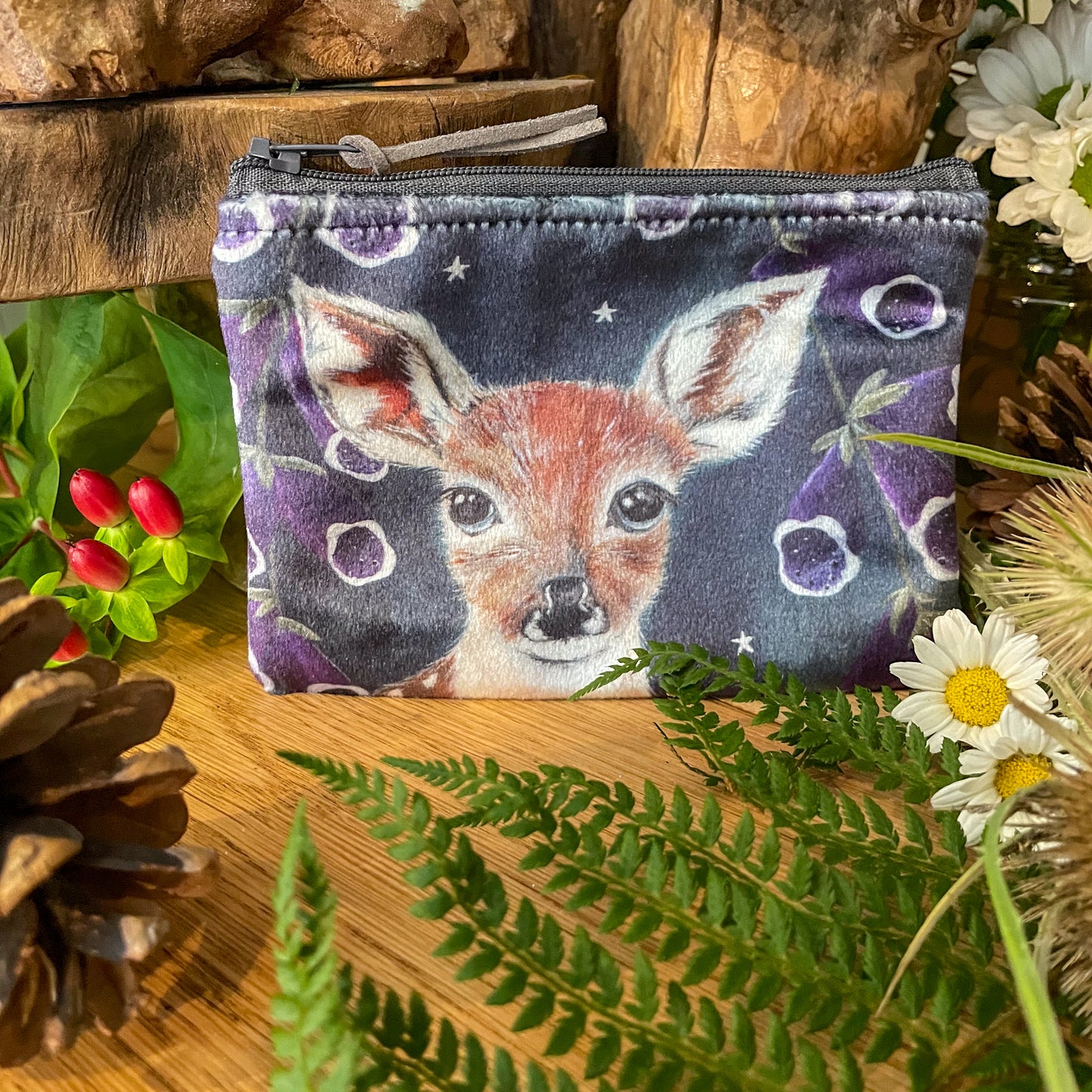 Florence | Deer Watercolour Velvet Coin Purse