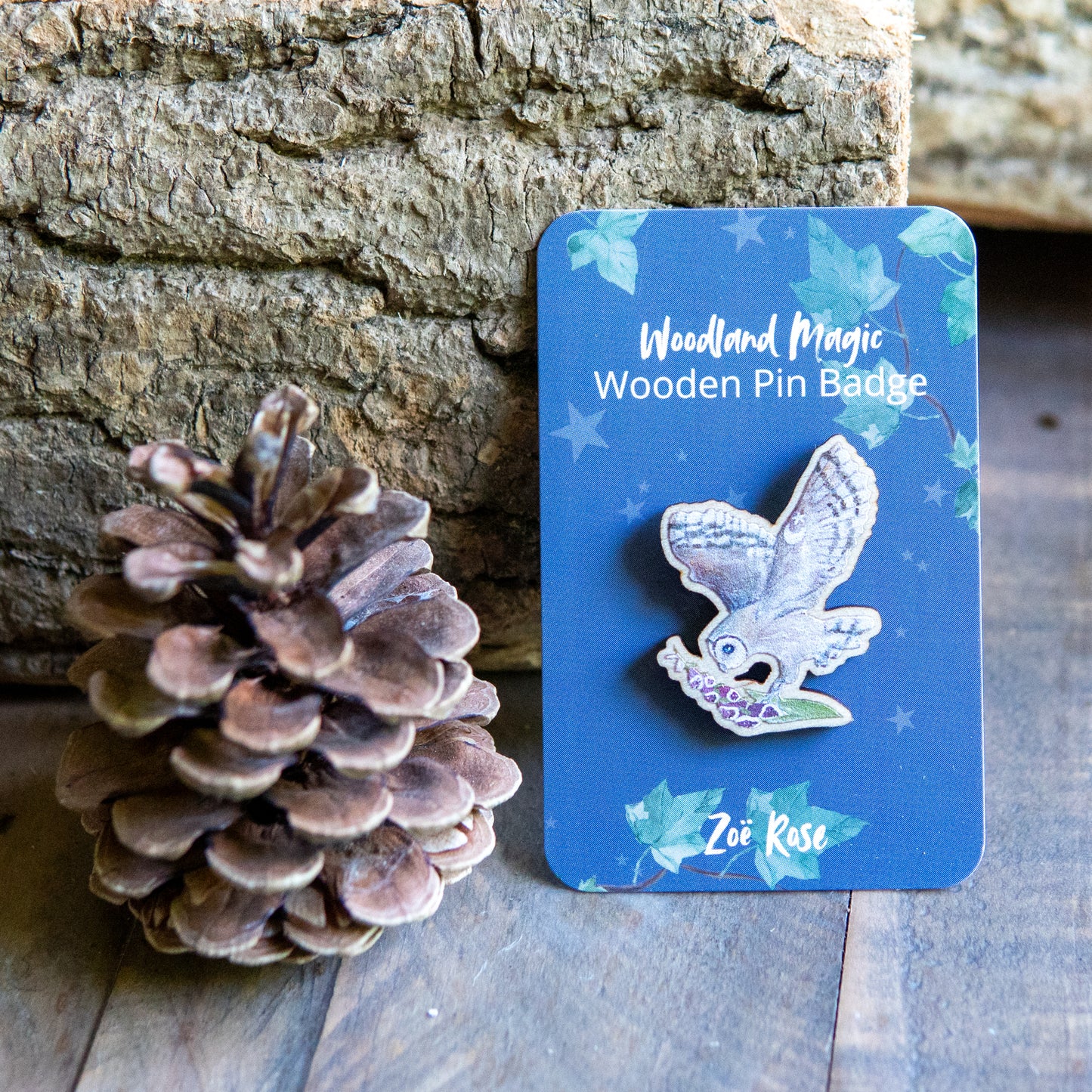Owl and Foxglove Pin Badge