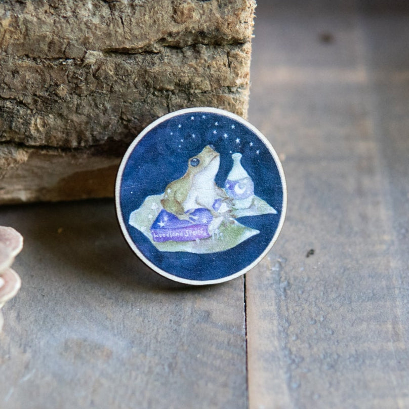 Frog Wooden Pin Badge