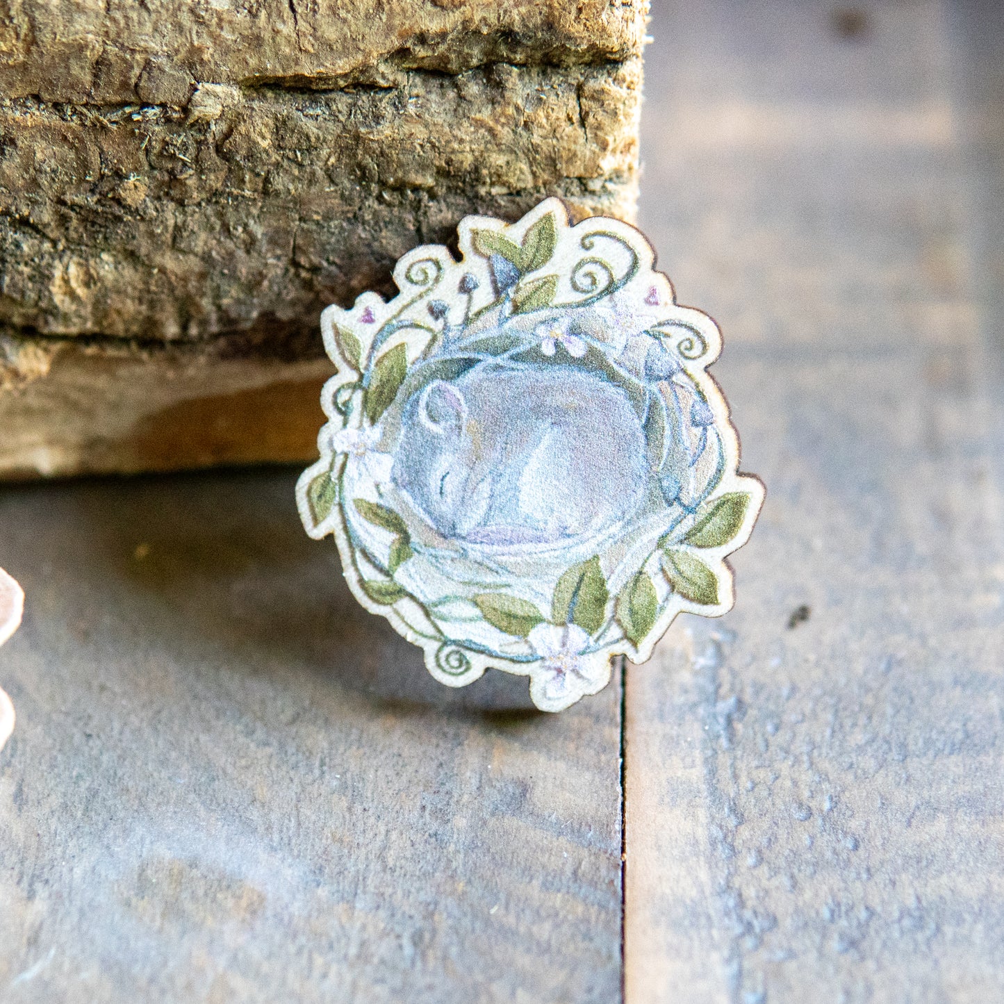 Mouse Nest Pin Badge