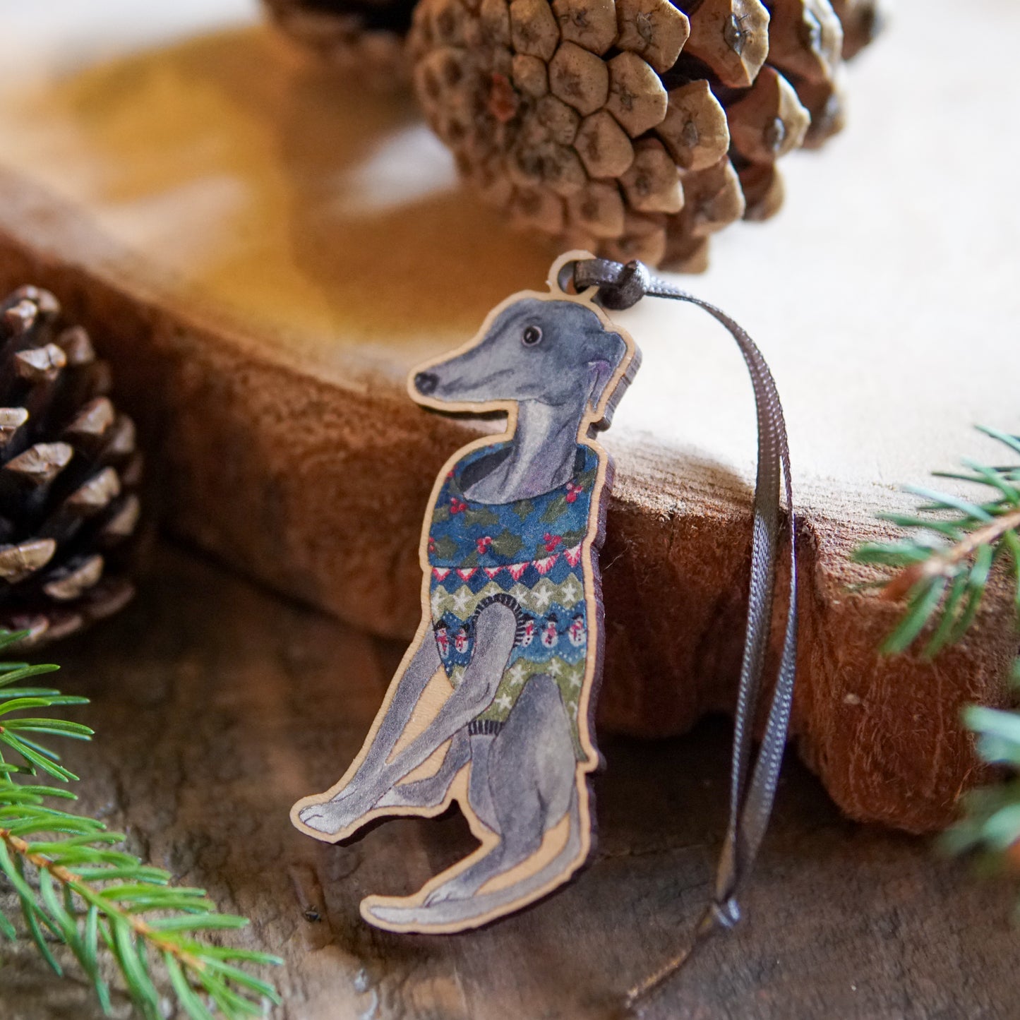 Christmas Jumper Twiggy | Whippet Tree Ornament | Whimsical Whippet Festive Decoration