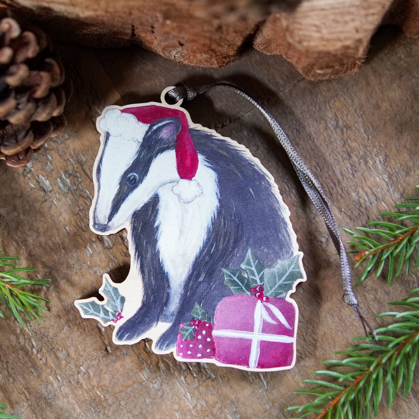 Badger | Badger Tree Ornament | Whimsical Badger Festive Decoration