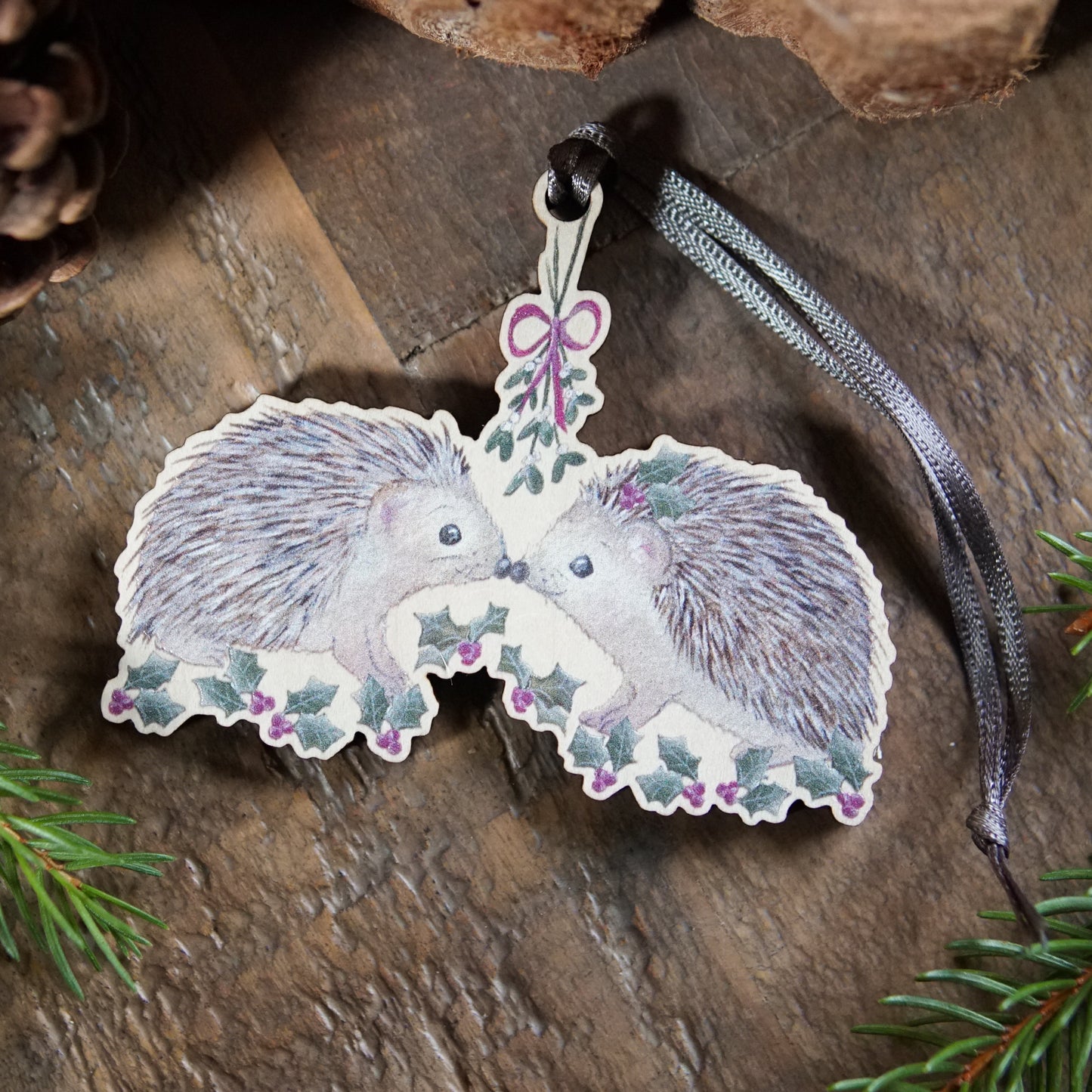 Kissing Hedgehogs | Hedgehog Tree Ornament | Whimsical Hedgehog Festive Decoration