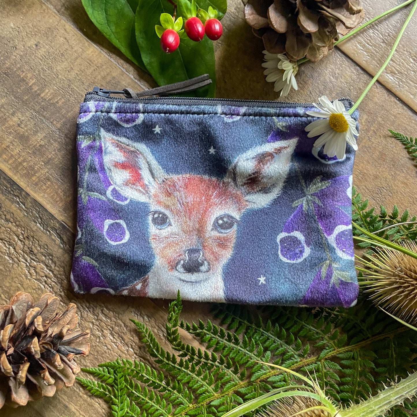 Florence | Deer Watercolour Velvet Coin Purse