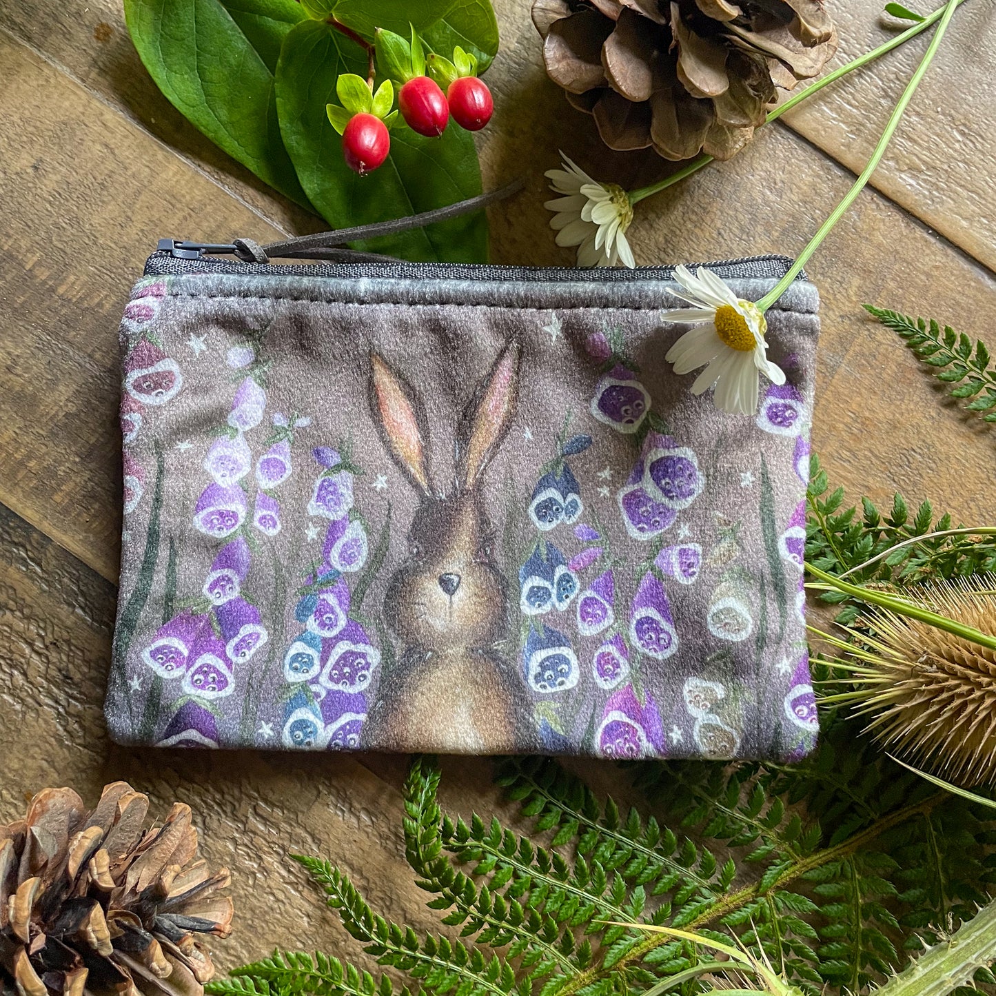 Secret Garden | Rabbit Watercolour Velvet Coin Purse