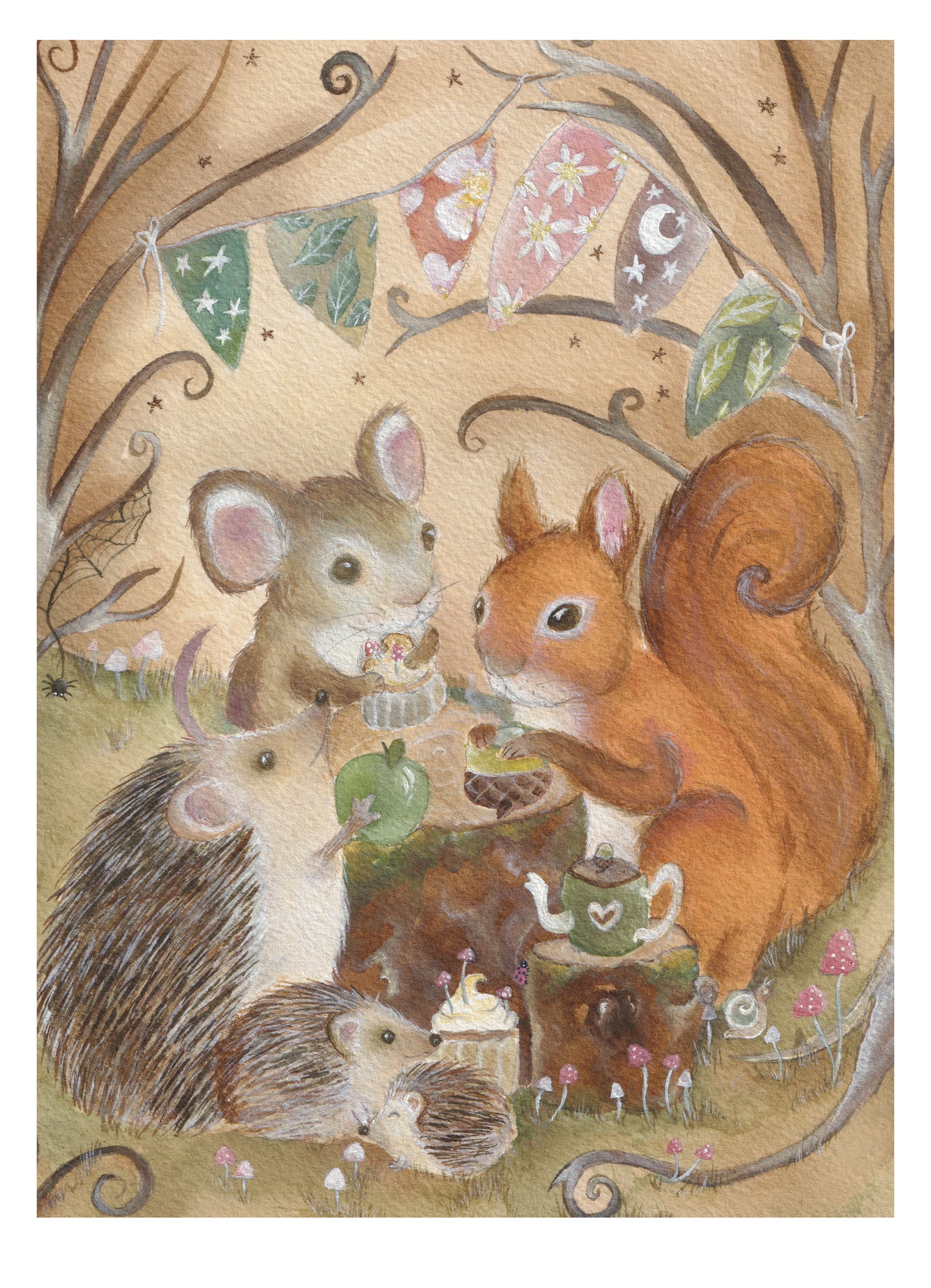 Squirrel, Mouse, Hedgehog Fine Art Print | Afternoon Tea