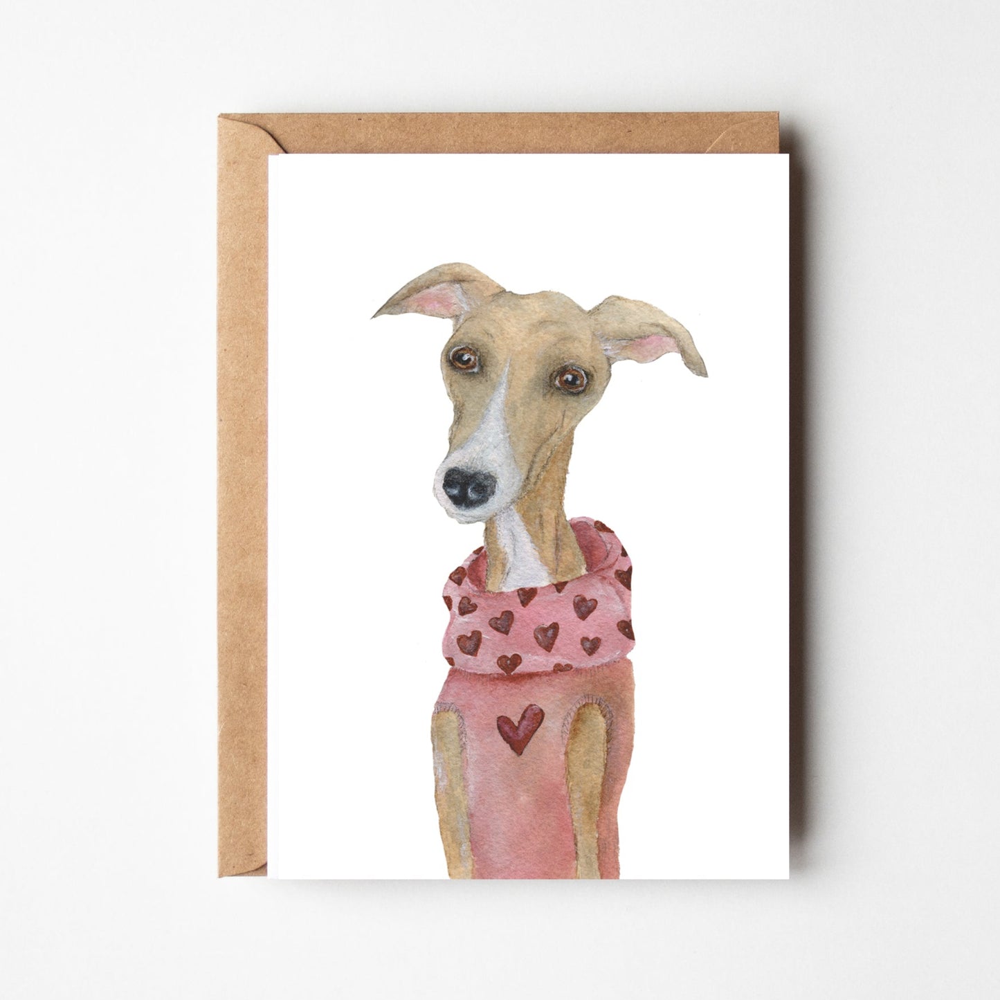 Whippet Valentines Card | Hearts