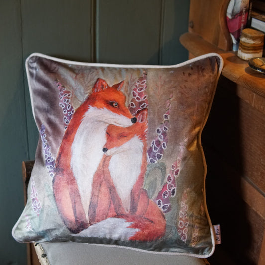 Foxglove Forest | Fox Velvet Cushion