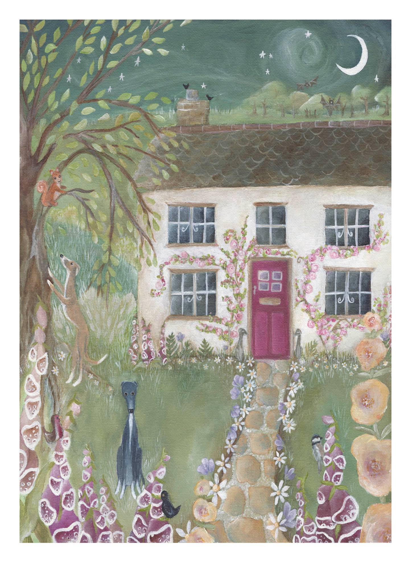 Foxglove Cottage | A4 Cottage Art Print