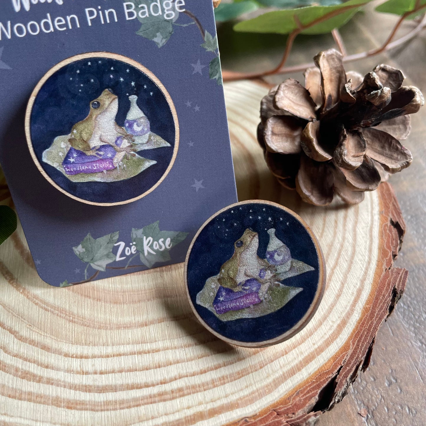 Frog Wooden Pin Badge | Woodland Spells