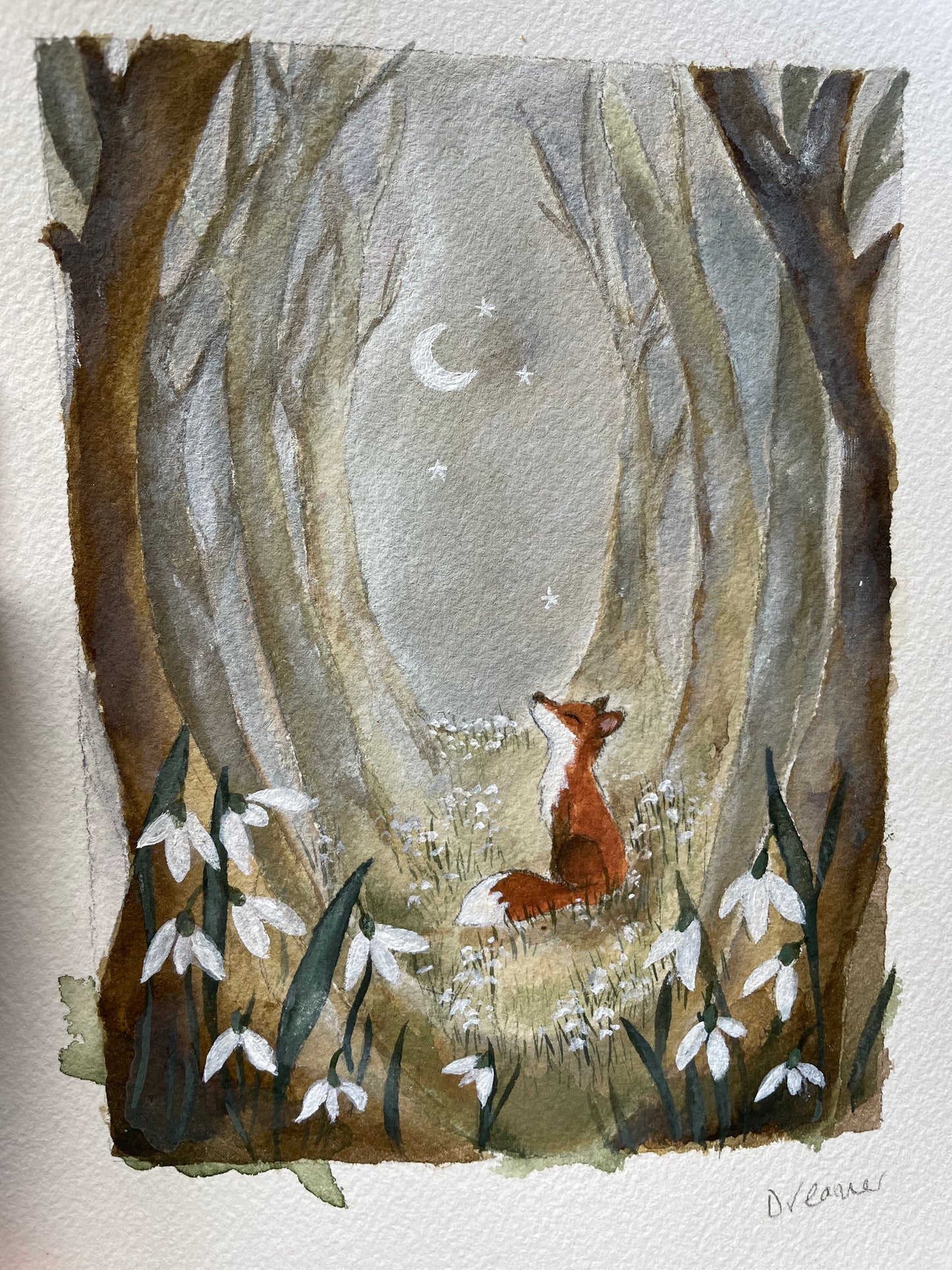 Dreamer | Fox Original Painting on Paper