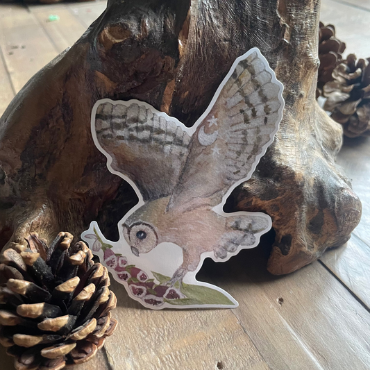 Owl in flight Vinyl Sticker