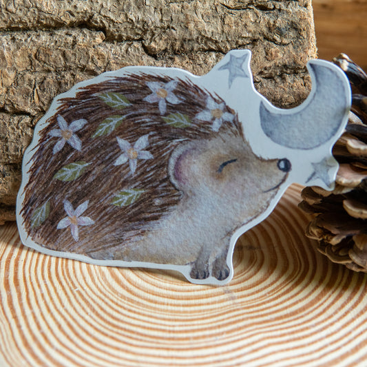 Hedgehog Moon Vinyl Sticker