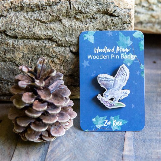 Owl and Foxglove Pin Badge