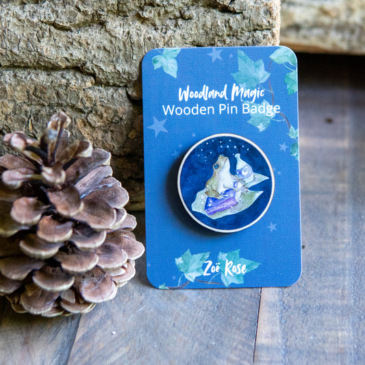 Frog Wooden Pin Badge