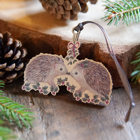Kissing Hedgehogs | Hedgehog Tree Ornament | Whimsical Hedgehog Festive Decoration