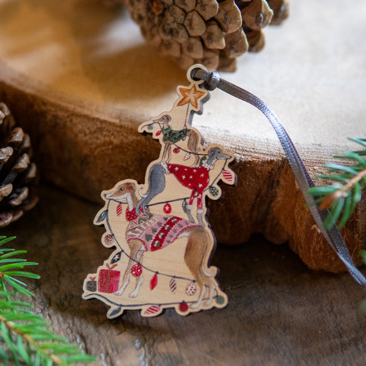 Whippety Christmas | Whippet Tree Ornament | Whimsical Whippet Festive Decoration