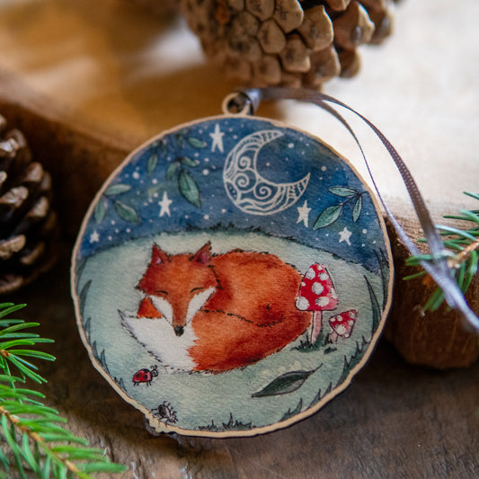 Midnight Fox | Fox Tree Ornament | Whimsical Fox Festive Decoration
