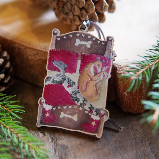 Christmas Eve | Whippet Tree Ornament | Whimsical Whippet Festive Decoration