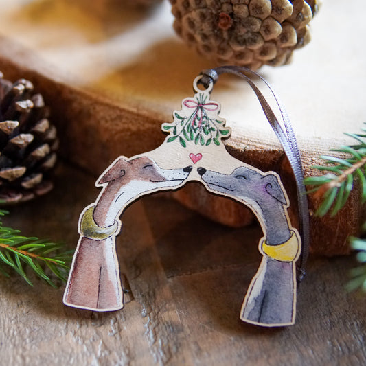 Eric Loves Twiglet | Whippet Tree Ornament | Whimsical Whippet Festive Decoration