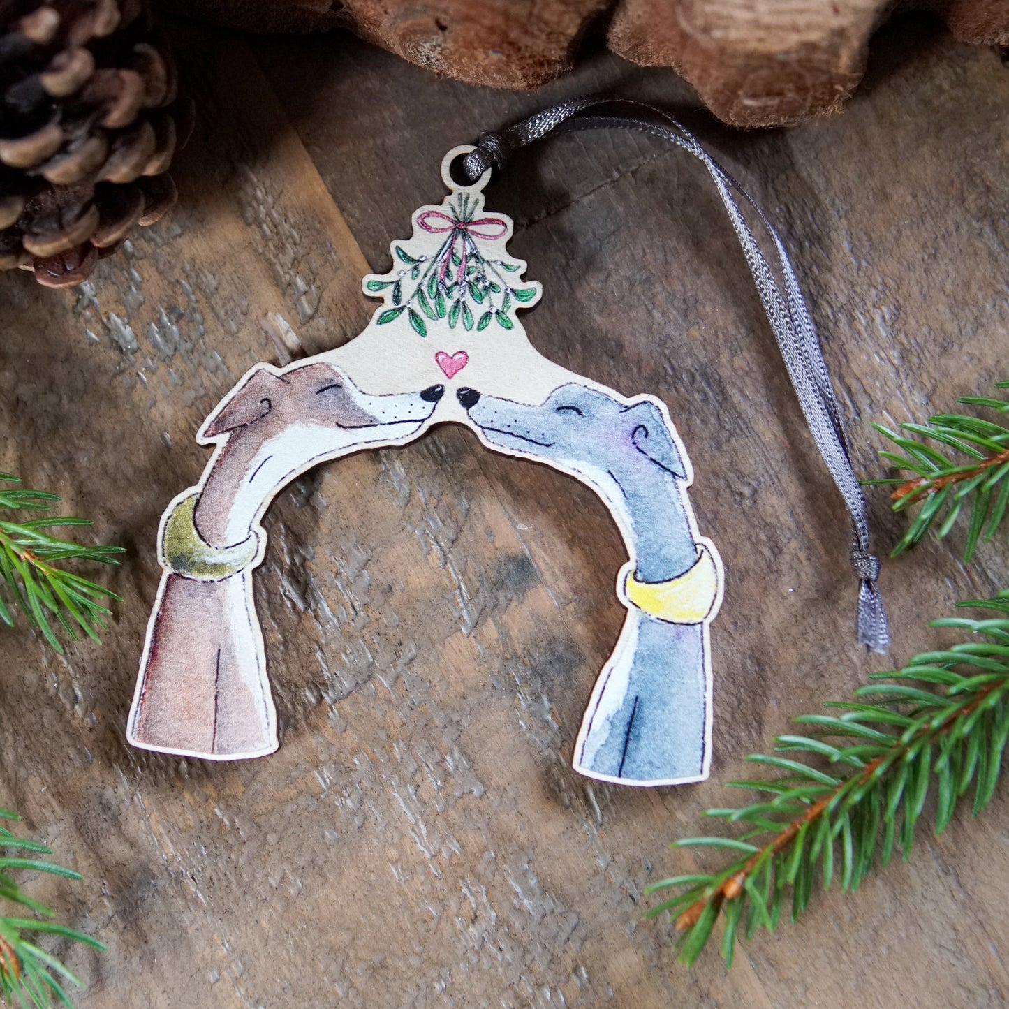 Eric Loves Twiglet | Whippet Tree Ornament | Whimsical Whippet Festive Decoration