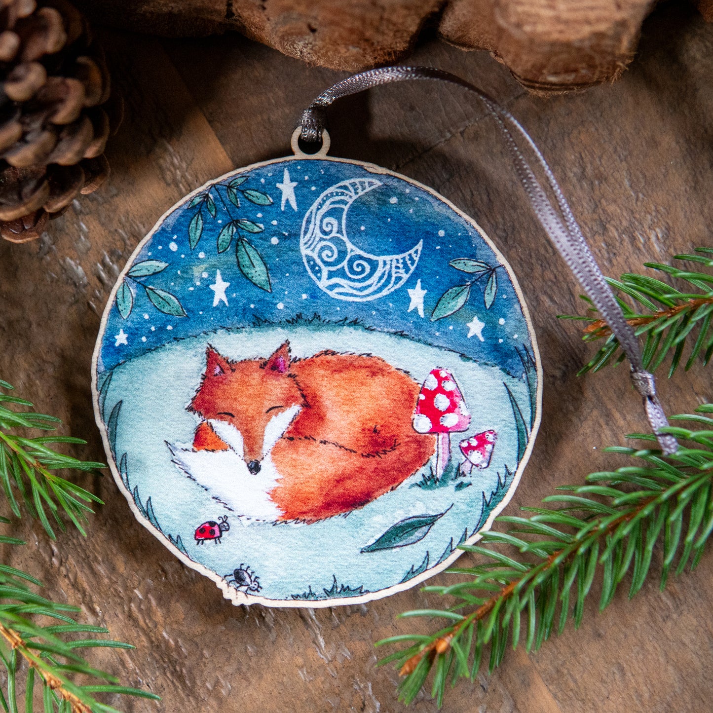 Midnight Fox | Fox Tree Ornament | Whimsical Fox Festive Decoration