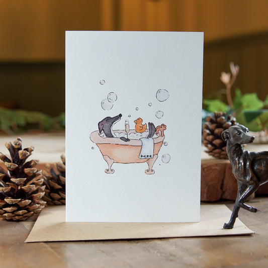 Whippet Greeting Card | Twiglet's Bath Time