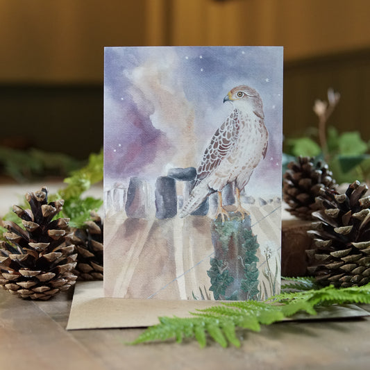 Solstice | Woodland Magic Greeting Card | Bird of Prey Card | Stonehenge