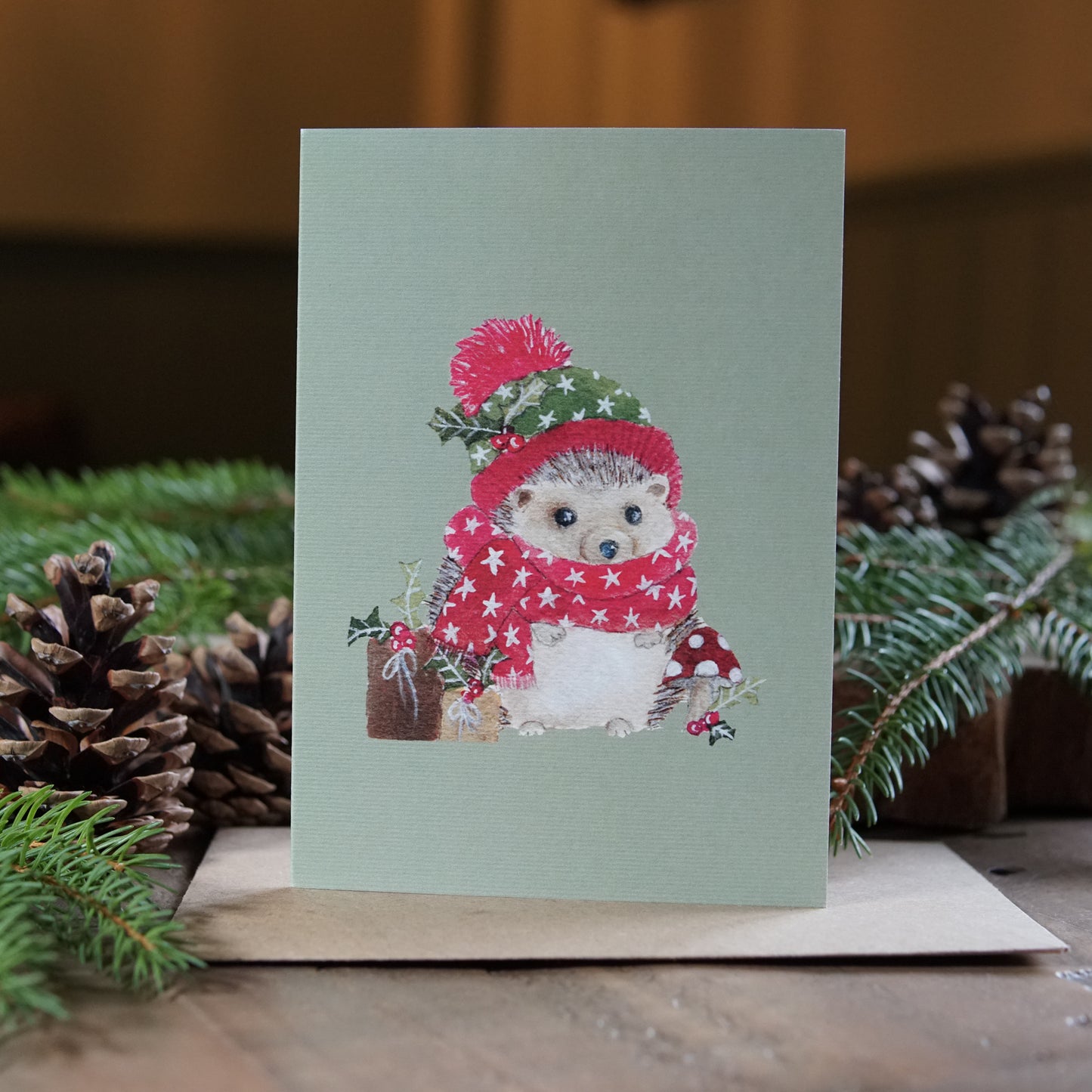 Festive Friend Card | Woodland Animal Festive Card | Hedgehog Christmas Card