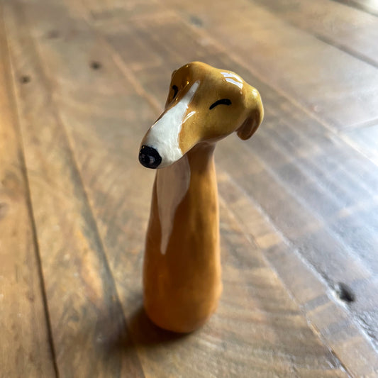 Fawn & White  Porcelain Whippet