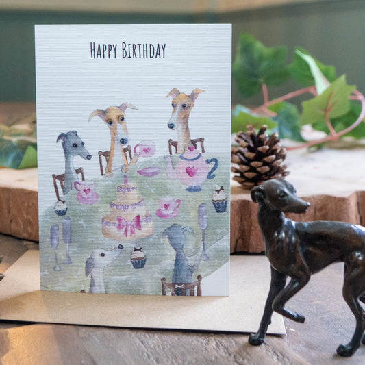 Whippet Birthday Card | Unique Sighthound Greeting Cards | Birthday Tea