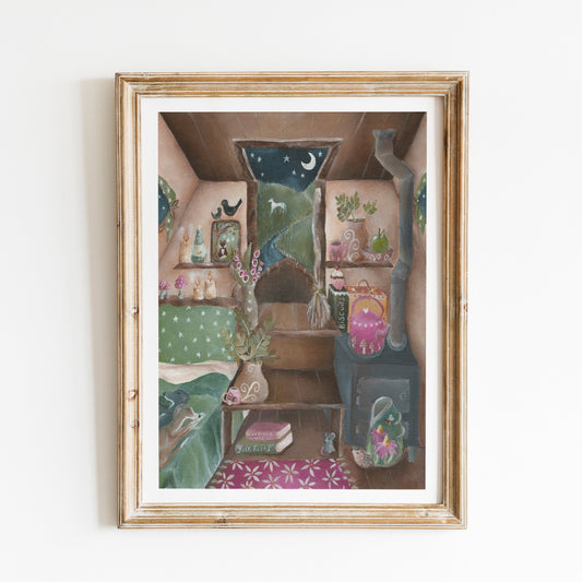 Narrowboat Art Print | Along the Canal