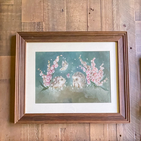 Dusk | Hedgehogs | Framed Original Painting on Paper