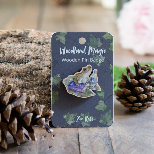 Magic Frog Wooden Pin Badge