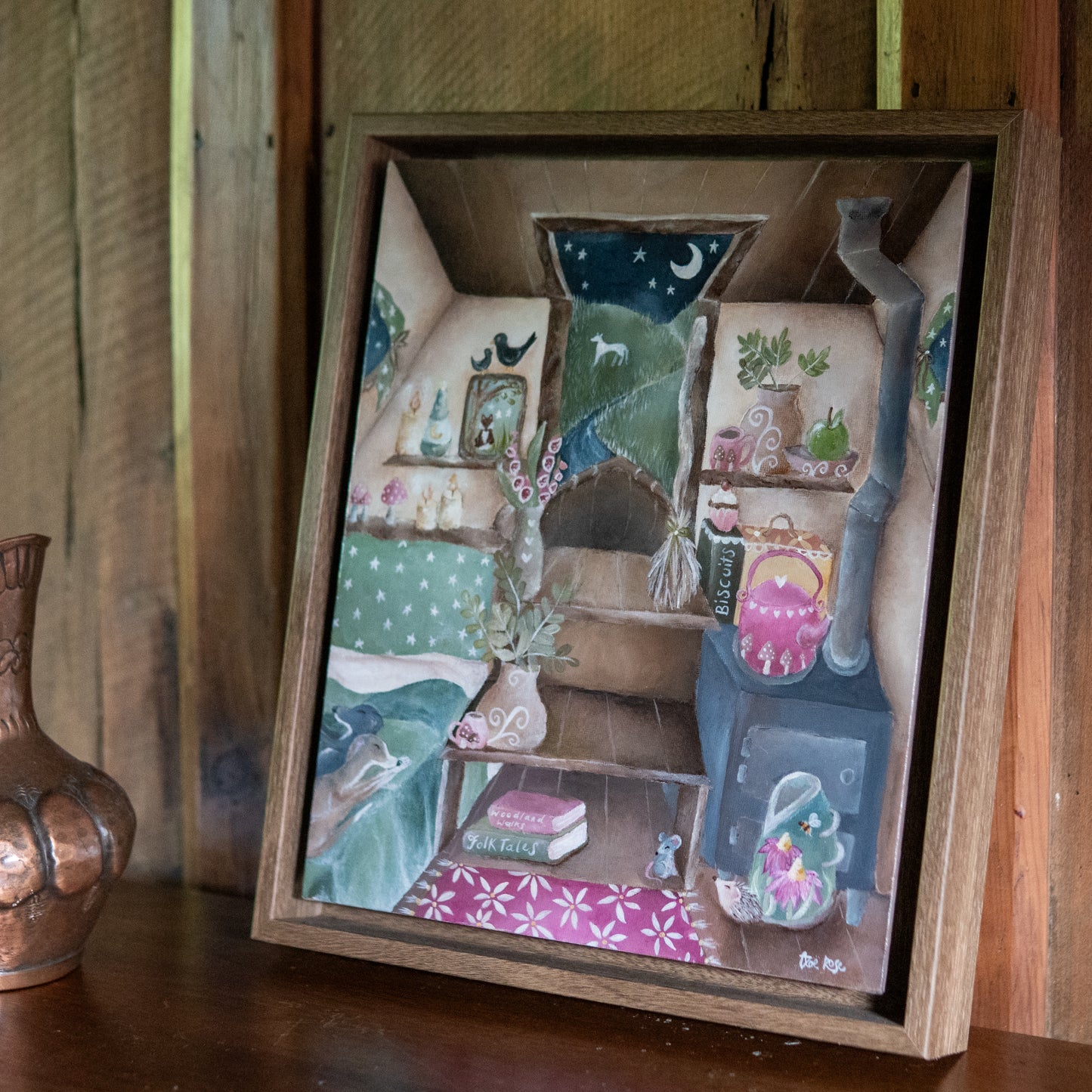 Along The Canal | Narrowboat | Framed Original Canvas