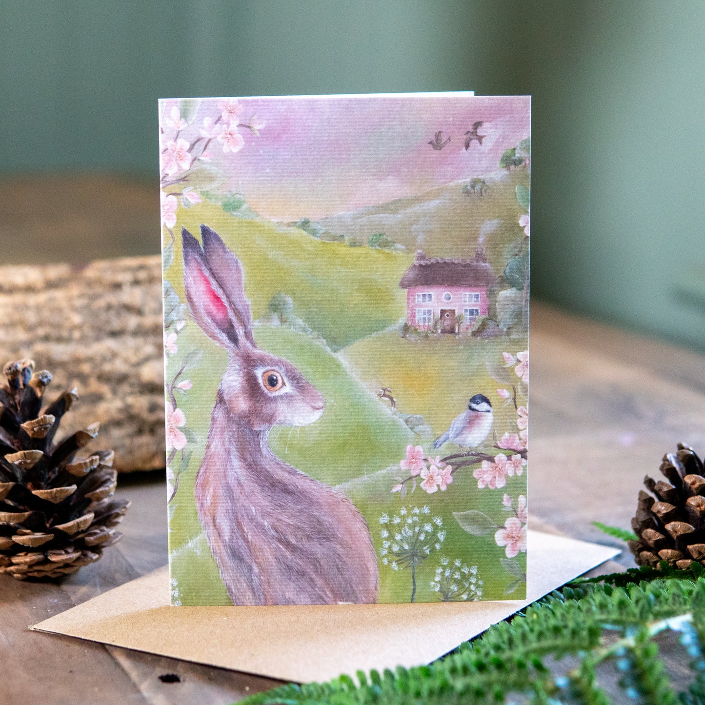 Whimsical Hare Greeting Card  | Rose Cottage | Everyday and Birthday Greeting Card