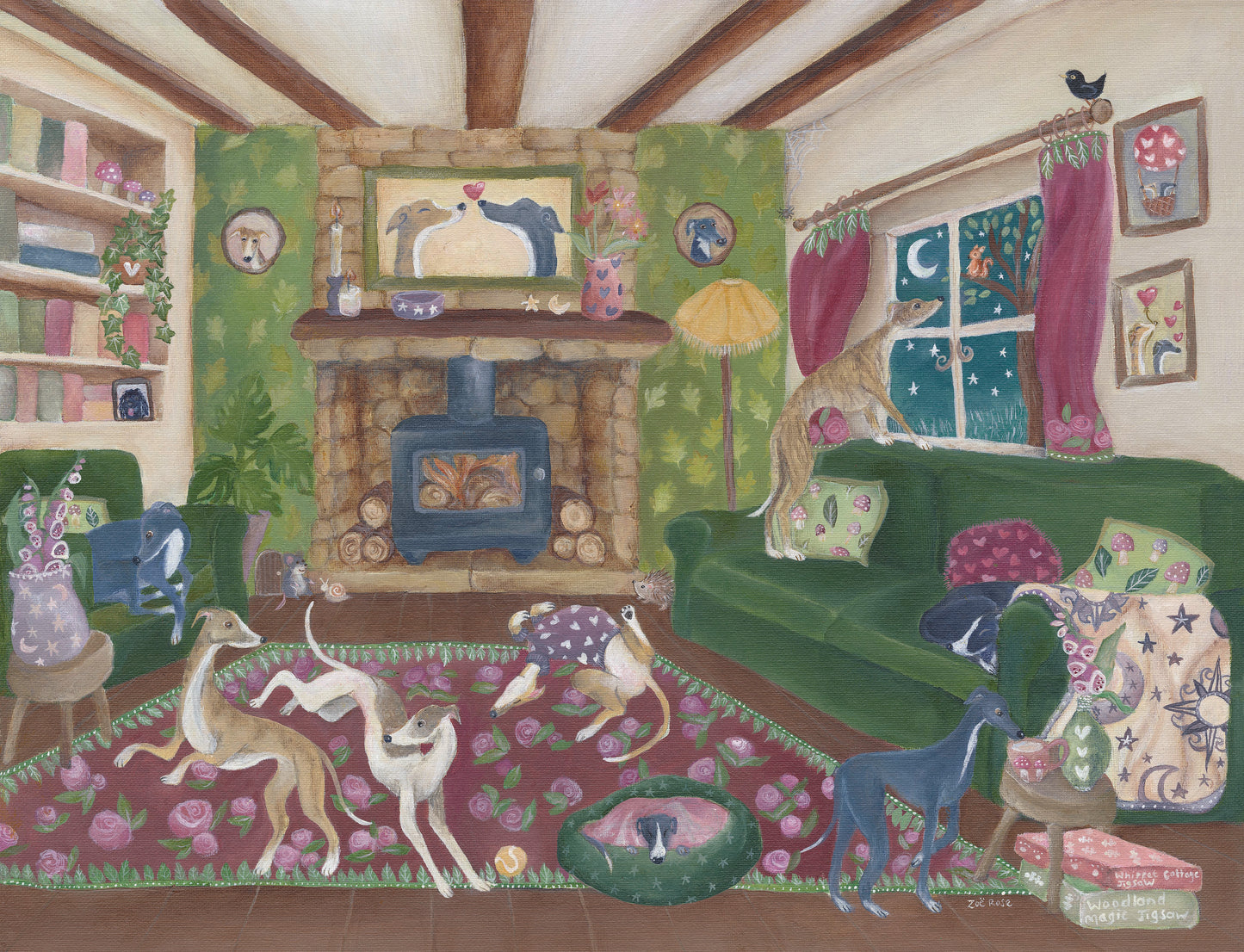 Whippet Cottage | A4 Whippet Art Print
