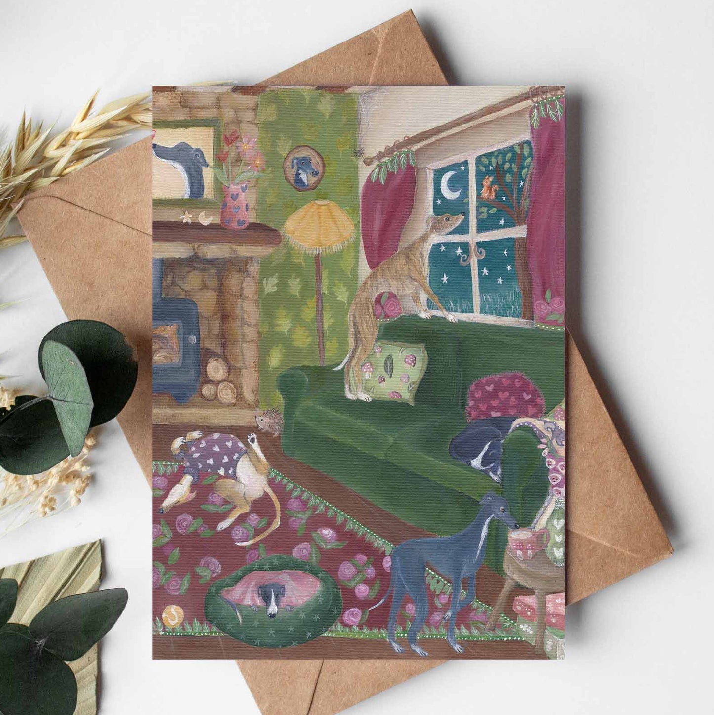 Whippet Birthday Card | Unique Sighthound Greeting Cards | Squirrel Watch