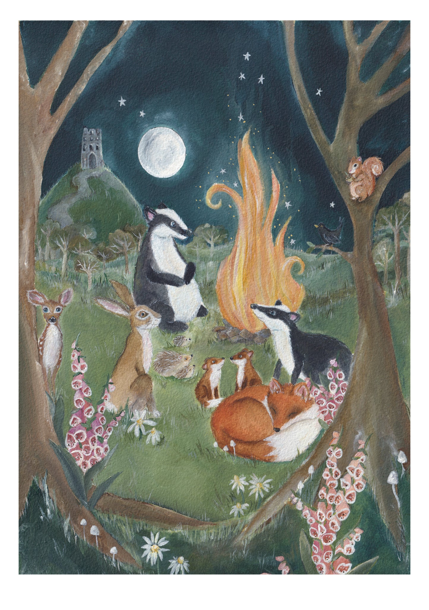 Campfire Fine Art Print | Glastonbury Tor