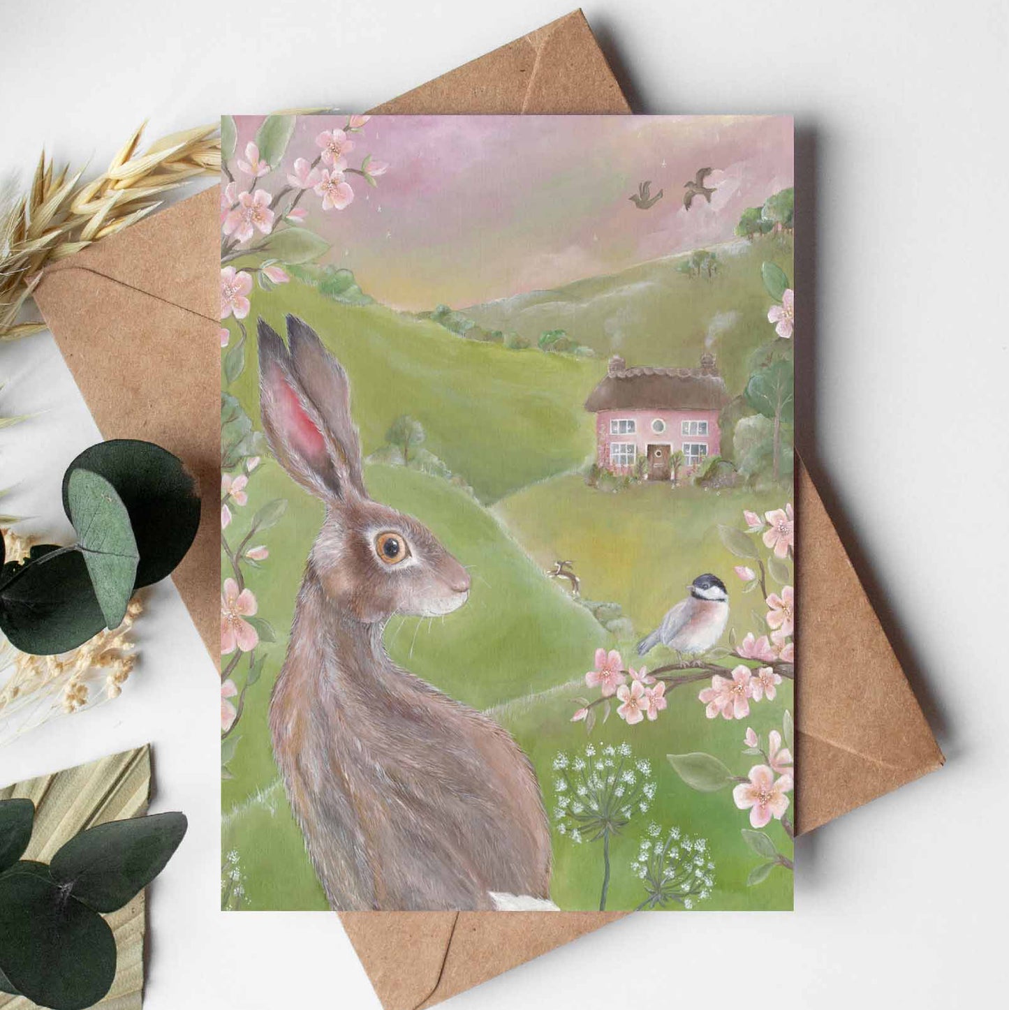 Whimsical Hare Greeting Card  | Rose Cottage | Everyday and Birthday Greeting Card