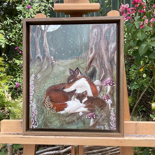 Home Fox & Cub Framed Original Painting